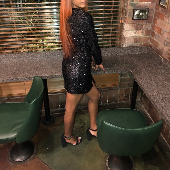 Black Sequin Blazer Mini Dress - Picture 2 of 2